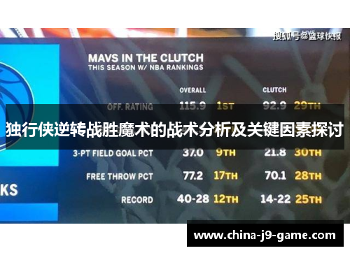 独行侠逆转战胜魔术的战术分析及关键因素探讨